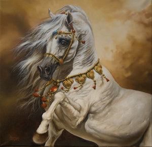 SLEIPNIR Giclée print of white horse original oil painting by Robert Zietara | Modern home decoration | White horse print