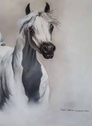 BEAUTY Fine Art Print from original oil painting |  Animal Print | White Horse Poster |Fine Art Print | Poster Print | Wall Art | Wall Print