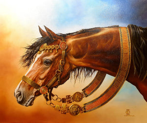 BUCEPHALUS Fine art print from original oil painting of Alexander the Great horse by Robert Zietara  | Modern home decoration