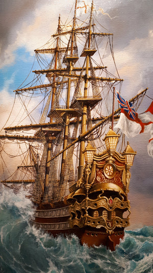 Navigating the Tempest Giclee art Print of Majestic Ship Painting, Seascape wall art, Sailing ship art