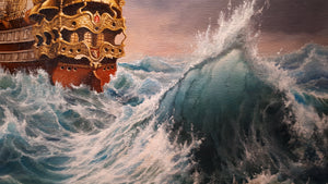 Navigating the Tempest Giclee art Print of Majestic Ship Painting, Seascape wall art, Sailing ship art