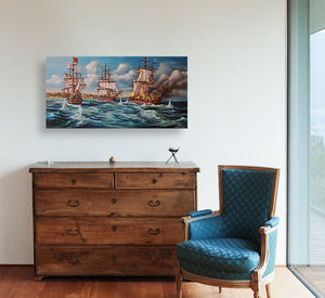 BATTLE OF SHIPS | Giclée fine art print from original oil painting | Sailing Ship Print | Seascape Print | tall ship painting, ship print