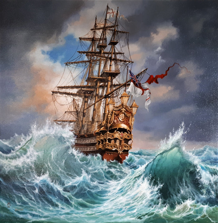 Navigating the Tempest Giclee art Print of Majestic Ship Painting, Seascape wall art, Sailing ship art