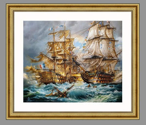 Battle-of-Trafalgar-Historical-Painting-Giclee-Print-Art Paper-Hahnemühle Photo Rag 308-HMS Victory-Naval History-Singed by artist-Lord Nelson-oil-painting-ship-seascape-artwork