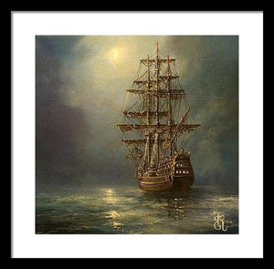 Ship painting, seascape fine art reproduction print, signed by artist, Art decor, Heavyweight paper / real art canvas, 3D Hand Finished Premium Print, Poster Art, Canvas Wall Art, New House Gift, House warming painting