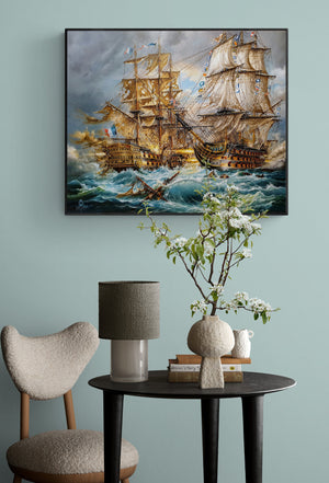 Battle of Trafalgar, HMS Victory , fine art reproduction print, Art decor, Heavyweight paper / real art canvas, 3D Hand Finished Premium Print, Poster Art, Canvas Wall Art, New House Gift, House warming painting