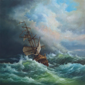 ETTER STORM Fine Art Print from original oil painting, Ship poster, Sailing Ship Print, Seascape Print, Seascape Decoration, Tall Ship