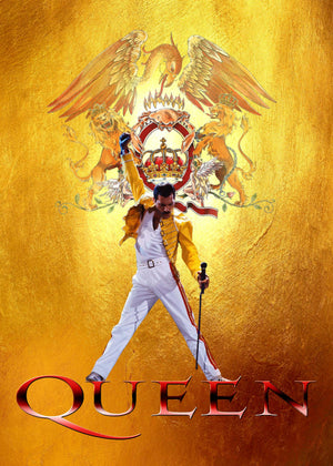 Freddie Mercury from Queen Unique Portrait, golden wall Art Print, Heavyweight paper, Music Icon, Singer Portrait,  New House Gift, House warming painting