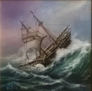 SHIP at ROUGH SEA Fine Art Print from original oil painting, Ship poster, Sailing Ship Print, Seascape Print, Seascape Decoration, Tall Ship