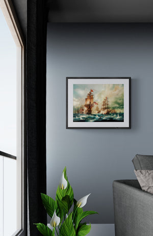 BATTLE OF TRAFALGAR | Giclée art print from original oil painting | Sailing Ship Print | Seascape Print | tall ship painting the