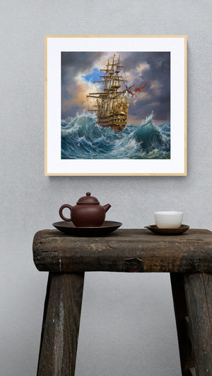 COMING HOME fine art print from original oil painting,  | Sailing Ship Print | Seascape Print | Seascape Decoration | tall ship painting