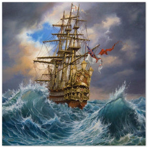 Ship oil painting print reproduction on canvas in Antiqued Gold Frame