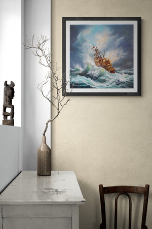 SHIP AT SEA Giclée art print from original painting by Robert Zietara modern home decoration ideal gift for ships lovers, Sailing Ship Print