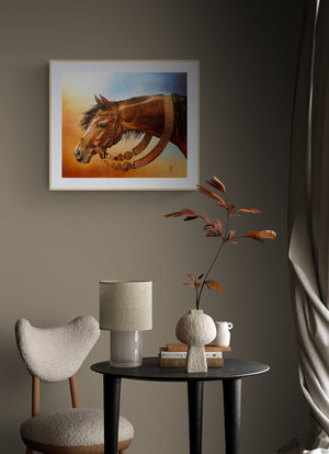 BUCEPHALUS Fine art print from original oil painting of Alexander the Great horse by Robert Zietara  | Modern home decoration