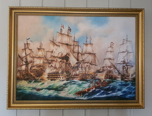 Battle-of-Trafalgar-Historical-Painting-Giclee-Print-Large-Canvas-HMS Victory-Naval History-Singed by artist-Lord Nelson-oil-painting-ship-seascape-artwork