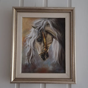 White Horses Framed Canvas Wall Art | HORSE PICTURE | Horse Painting | Horse Gift Framed Art | Original Oil Painting |  Modern Horse deco