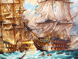 Battle-of-Trafalgar-Historical-Painting-Giclee-Print-Large-Canvas-HMS Victory-Naval History-Singed by artist-Lord Nelson-oil-painting-ship-seascape-artwork