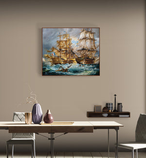 Battle-of-Trafalgar-Historical-Painting-Giclee-Print-Large-Canvas-HMS Victory-Naval History-Singed by artist-Lord Nelson-oil-painting-ship-seascape-artwork