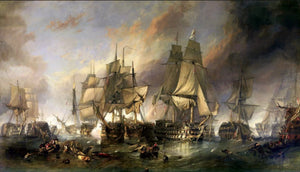 Battle of Trafalgar art prints, Historical Painting William Clarkson Stanfield, Large Canvas Print, Hand Finished Print with brush strokes