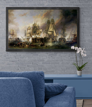 Battle of Trafalgar art prints, Historical Painting William Clarkson Stanfield, Large Canvas Print, Hand Finished Print with brush strokes