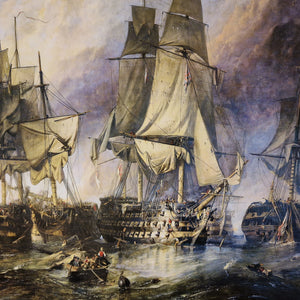 Battle of Trafalgar art prints, Historical Painting William Clarkson Stanfield, Large Canvas Print, Hand Finished Print with brush strokes