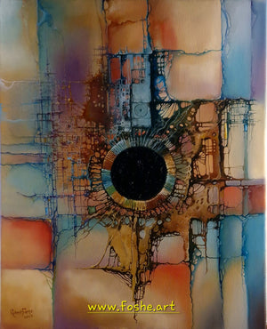 Eye of Viracocha | Abstract Fine Art Original Oil Painting on Canvas by Robert Zietara