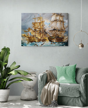 Battle-of-Trafalgar-ship poster-Historical-Painting-Giclee-Print-HMS Victory-Naval History-Singed by artist-Lord Nelson-oil-painting-ship-seascape-artwork-New-house-gift-wall-art-warming-painting