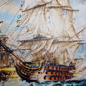 Battle-of-Trafalgar-ship poster-Historical-Painting-Giclee-Print-HMS Victory-Naval History-Singed by artist-Lord Nelson-oil-painting-ship-seascape-artwork-New-house-gift-wall-art-warming-painting