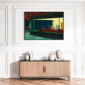 Edward Hopper, Nighthawks, fine art reproduction print, Art decor, Heavyweight paper / art canvas, 3D Hand Finished Premium Print, Poster Art, Vintage Art, Famous painting, American Realism, Diner Bar