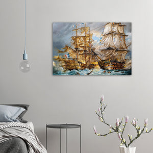 Battle-of-Trafalgar-ship poster-Historical-Painting-Giclee-Print-HMS Victory-Naval History-Singed by artist-Lord Nelson-oil-painting-ship-seascape-artwork-New-house-gift-wall-art-warming-painting