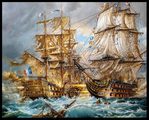 Battle-of-Trafalgar-ship poster-Historical-Painting-Giclee-Print-HMS Victory-Naval History-Singed by artist-Lord Nelson-oil-painting-ship-seascape-artwork-New-house-gift-wall-art-warming-painting