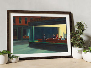 Edward Hopper, Nighthawks, fine art reproduction print, Art decor, Heavyweight paper / art canvas, 3D Hand Finished Premium Print, Poster Art, Vintage Art, Famous painting, American Realism, Diner Bar