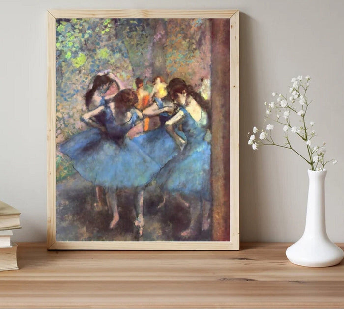 Edgar Degas Dancers in Blue 1890, Premium Reproduction, framed canvas wall art, classic painting art print