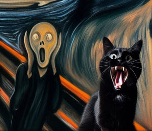 Feline Scream, The Scream Black Cat Print, Art Prints, Living Room Digital Print, Cat Portrait, Animal Print, Unique Gift