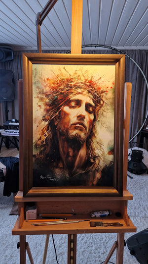 Divine Grace - Handcrafted Jesus Canvas Premium Print framed, Christian Art Print