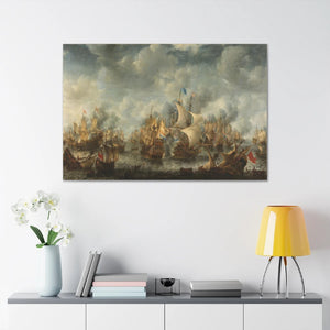 Epic warship painting | The Battle of Terheide | fineart print of original oil painting | Naval painting  | Giclee canvas of battle ships