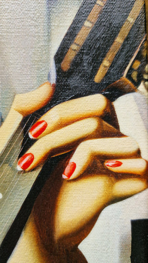 Elegant Art Deco Musician: Vintage Tamara de Lempicka Premium Giclée framed canvas print ready to hang