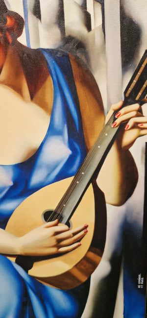 Elegant Art Deco Musician: Vintage Tamara de Lempicka Premium Giclée framed canvas print ready to hang