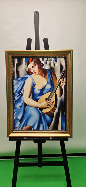 Elegant Art Deco Musician: Vintage Tamara de Lempicka Premium Giclée framed canvas print ready to hang