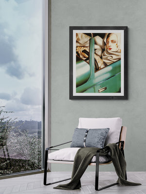 Elegant Art Deco Self-Portrait of Tamara de Lempicka - A Giclee Print -Tamara in a Green Bugatti