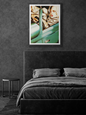 Elegant Art Deco Self-Portrait of Tamara de Lempicka - A Giclee Print -Tamara in a Green Bugatti