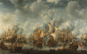 Epic warship painting | The Battle of Terheide | fineart print of original oil painting | Naval painting  | Giclee canvas of battle ships