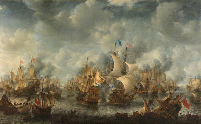 Epic warship painting | The Battle of Terheide | fineart print of original oil painting | Naval painting  | Giclee canvas of battle ships