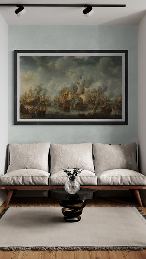 Epic warship painting | The Battle of Terheide | fineart print of original oil painting | Naval painting  | Giclee canvas of battle ships