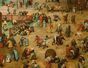 Medieval Merriment: Children's Games, Pieter Bruegel, Premium Giclée-kunsttrykk, papirkunstlerret eller 3D håndferdig premium teksturtrykk