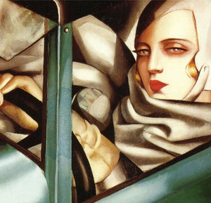 Elegant Art Deco Self-Portrait of Tamara de Lempicka - A Giclee Print -Tamara in a Green Bugatti