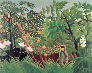 Enchanted Wilderness: Giclée Art Print  Henri Rousseau’s "Exotic Landscape", paper/ art canvas, 3D printed with texture and brush strokes