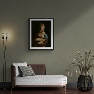 Classic Art Reproduction: Lady with an Ermine, Leonardo da Vinci Masterpiece, Heavyweight paper art canvas, 3D Hand Finished Premium Print