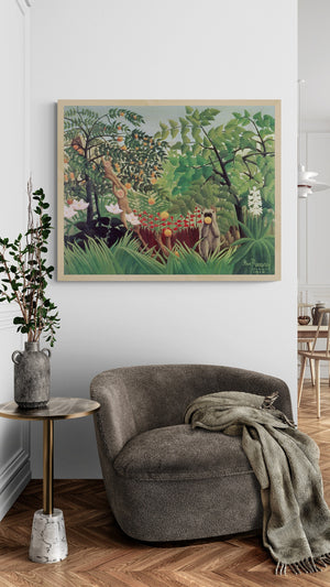 Enchanted Wilderness: Giclée Art Print  Henri Rousseau’s "Exotic Landscape", paper/ art canvas, 3D printed with texture and brush strokes