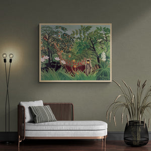 Enchanted Wilderness: Giclée Art Print  Henri Rousseau’s "Exotic Landscape", paper/ art canvas, 3D printed with texture and brush strokes